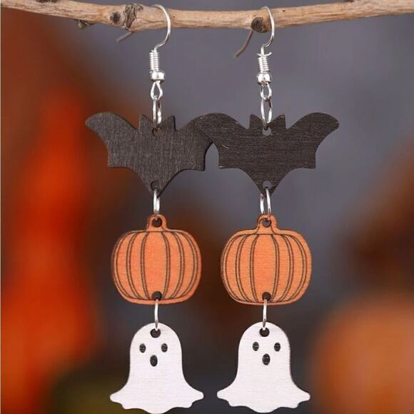 5/$25 Wooden Halloween Earrings - Picture 2 of 5